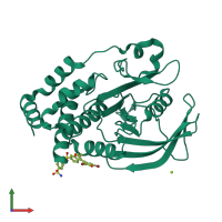 PDB entry 1t49 coloured by chain, front view.