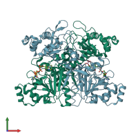 PDB entry 1t4c coloured by chain, front view.