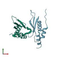 PDB entry 1t4o coloured by chain, front view.