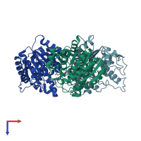 PDB entry 1t4r coloured by chain, top view.