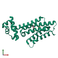 PDB entry 1t56 coloured by chain, front view.
