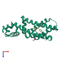 PDB entry 1t56 coloured by chain, top view.