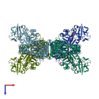 PDB entry 1t5a coloured by chain, top view.