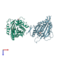 PDB entry 1t5c coloured by chain, top view.