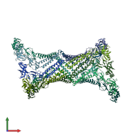 PDB entry 1t5e coloured by chain, front view.