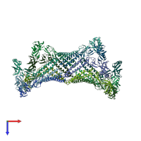 PDB entry 1t5e coloured by chain, top view.