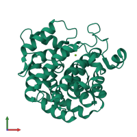 PDB entry 1t5j coloured by chain, front view.