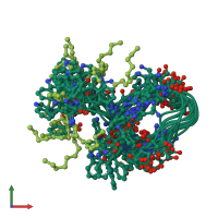 PDB entry 1t5m coloured by chain, ensemble of 15 models, front view.