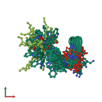 PDB entry 1t5n coloured by chain, ensemble of 17 models, front view.