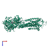 PDB entry 1t5t coloured by chain, top view.