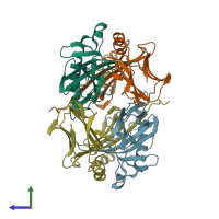 PDB entry 1t5w coloured by chain, side view.