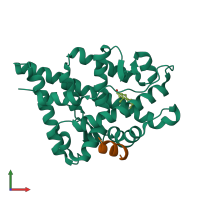PDB entry 1t5z coloured by chain, front view.