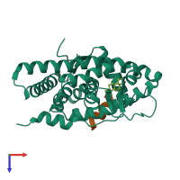 PDB entry 1t5z coloured by chain, top view.