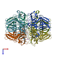PDB entry 1t61 coloured by chain, top view.