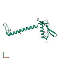 PDB entry 1t6a coloured by chain, front view.