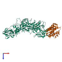 PDB entry 1t6b coloured by chain, top view.