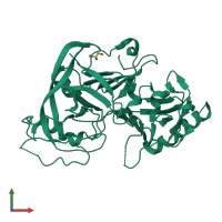 PDB entry 1t6e coloured by chain, front view.