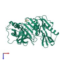 PDB entry 1t6e coloured by chain, top view.