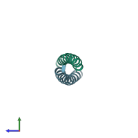 PDB entry 1t6f coloured by chain, side view.