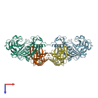PDB entry 1t6g coloured by chain, top view.
