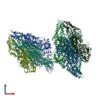 PDB entry 1t6p coloured by chain, front view.