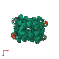 PDB entry 1t6r coloured by chain, ensemble of 20 models, top view.
