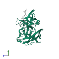 Signal peptidase I in PDB entry 1t7d, assembly 1, side view.