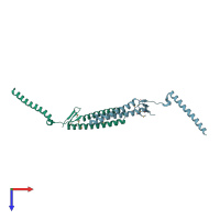 PDB entry 1t7s coloured by chain, top view.