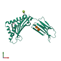 PDB entry 1t7v coloured by chain, front view.