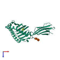 PDB entry 1t7w coloured by chain, top view.