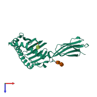 PDB entry 1t80 coloured by chain, top view.