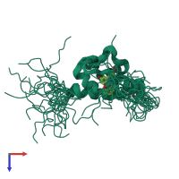 PDB entry 1t84 coloured by chain, ensemble of 20 models, top view.