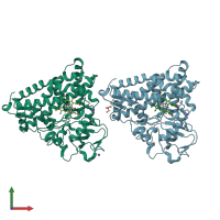 PDB entry 1t87 coloured by chain, front view.