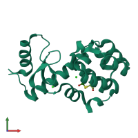 PDB entry 1t8f coloured by chain, front view.