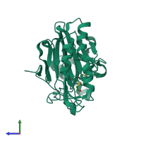 PDB entry 1t8h coloured by chain, side view.