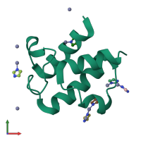 PDB entry 1t8k coloured by chain, front view.