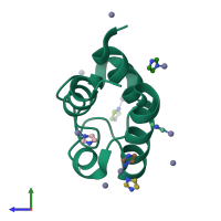 PDB entry 1t8k coloured by chain, side view.