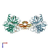 PDB entry 1t8o coloured by chain, top view.