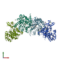 PDB entry 1t8q coloured by chain, front view.