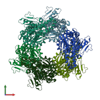 PDB entry 1t8r coloured by chain, front view.