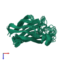 PDB entry 1t8v coloured by chain, ensemble of 10 models, top view.