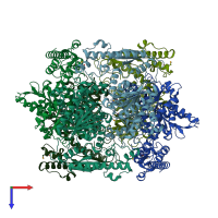 PDB entry 1t8w coloured by chain, top view.