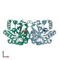 PDB entry 1t8x coloured by chain, front view.