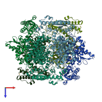 PDB entry 1t8y coloured by chain, top view.