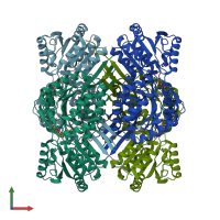 PDB entry 1t90 coloured by chain, front view.