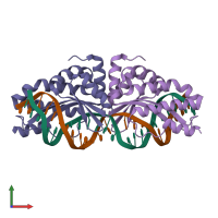 PDB entry 1t9j coloured by chain, front view.