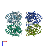 PDB entry 1t9k coloured by chain, top view.