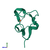 PDB entry 1t9q coloured by chain, side view.