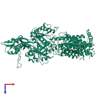 PDB entry 1t9t coloured by chain, top view.
