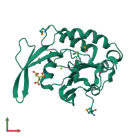 PDB entry 1t9z coloured by chain, front view.